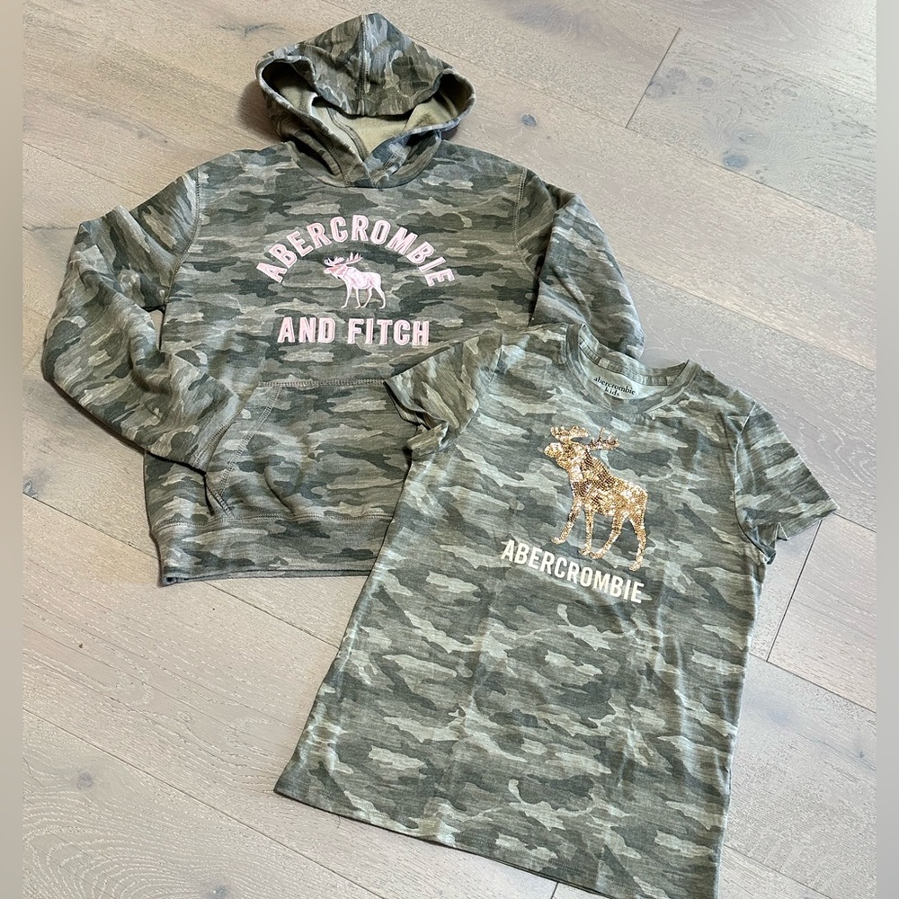 Abercrombie & Fitch Girls’ Camouflage Hoodie & T-Shirt Bundle